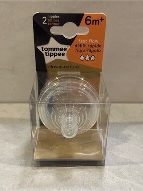 Tommee Tippee Nipples Closer To Nature Fast  Flow 6m+ 2 Ct Brand New